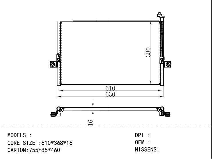  Condenser for HYUNDAI 610*368*16