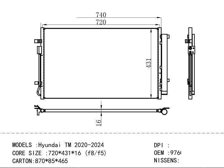97606-P2500 Condenser for HYUNDAI Hyundai TM 2020-2024
