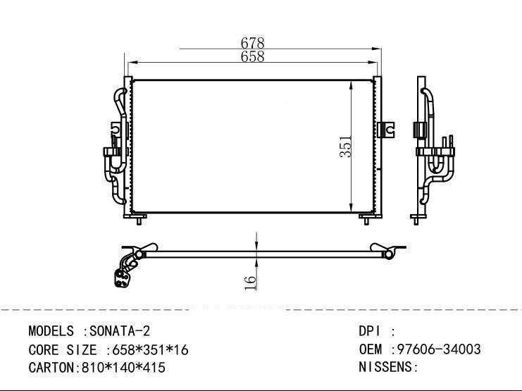 97606-34003 Condenser for HYUNDAI SONATA-2