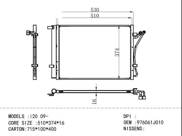 976061J010 Condenser for HYUNDAI i20 09
