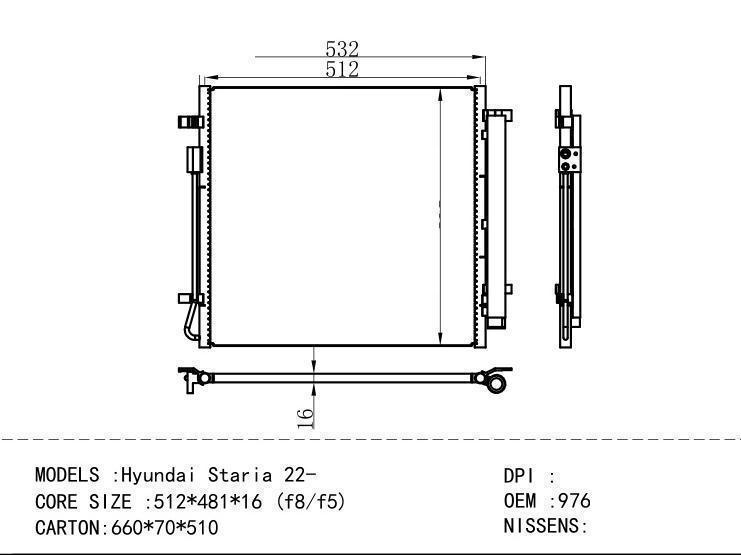 97606-CG100 Condenser for HYUNDAI Hyundai Star ia 22