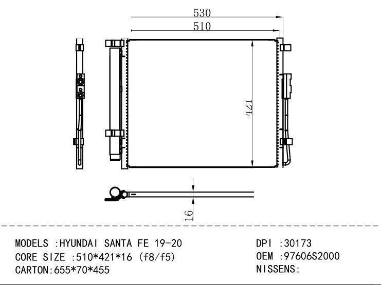 97606S2000 Condenser for HYUNDAI HYUNDAI SANTA FE 19-20