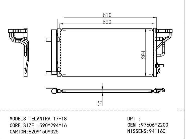 97606F2200 Condenser for HYUNDAI ELANTRA 17-18