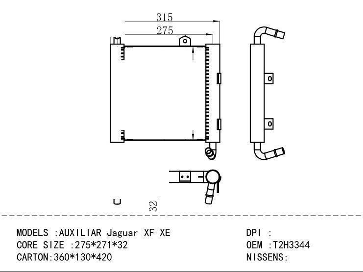 T2H3344 Condenser for JAGUAR AUXILIAR Jaguar XF XE