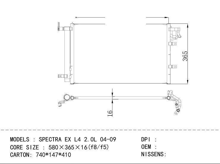  Condenser for KIA SPECTRA EX L 4 2.0L 04-09