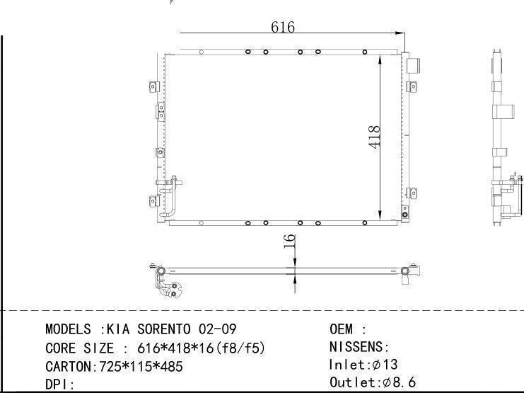  Condenser for KIA KIA SORENTO 02-09