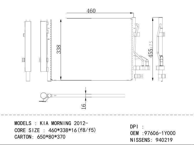 97606-1Y000 Condenser for KIA KIA MORNING 2012