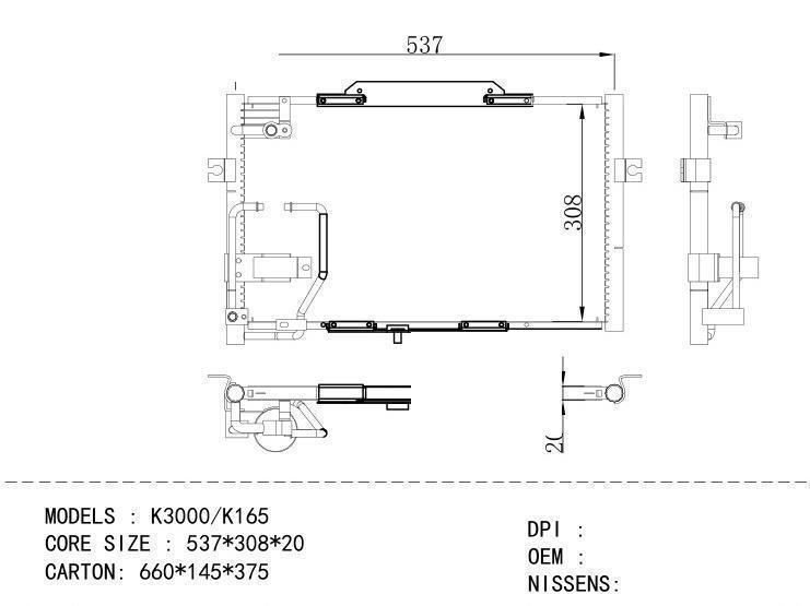  Condenser for KIA K3000/K165