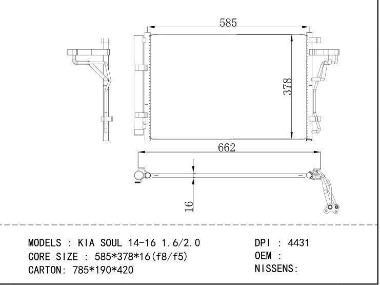  Condenser for KIA KIA SOUL 14-16 1.6/2.0