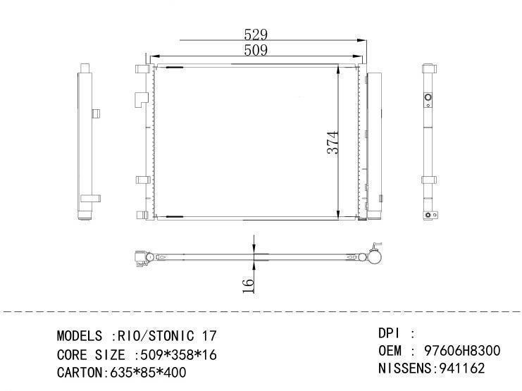 97606H8300 Condenser for KIA RIO/STONIC 17