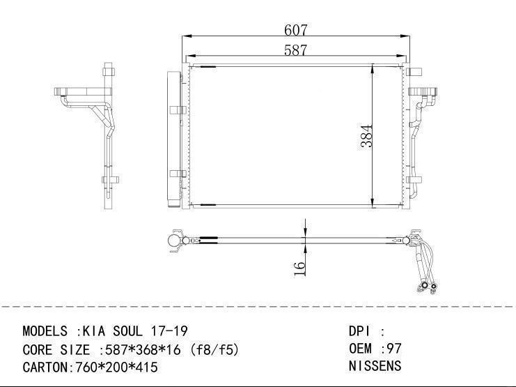 97606B2800 Condenser for KIA KIA SOUL 17-19