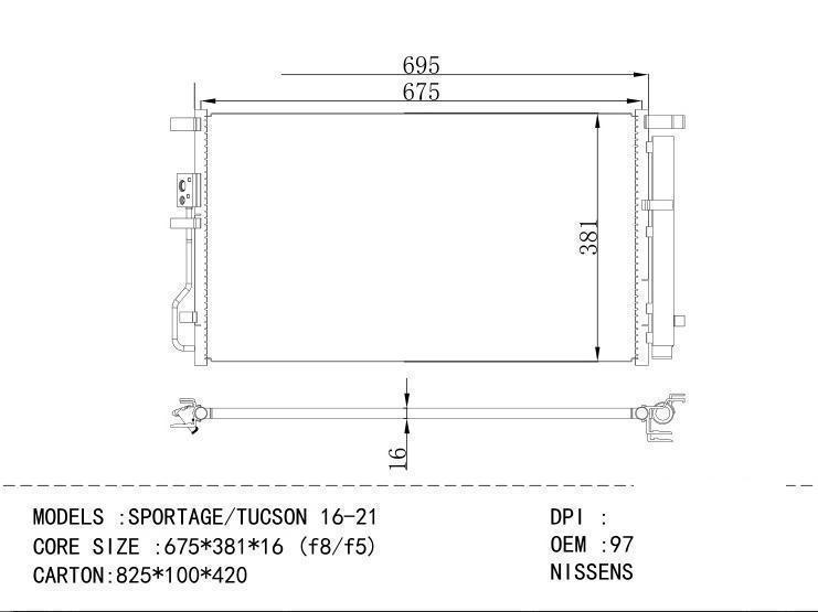 97606D7500 Condenser for KIA SPORTAGE / TUCSON 16-21