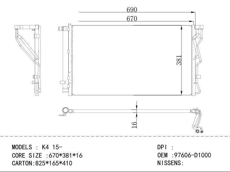 97606-D1000 Condenser for KIA K4 15