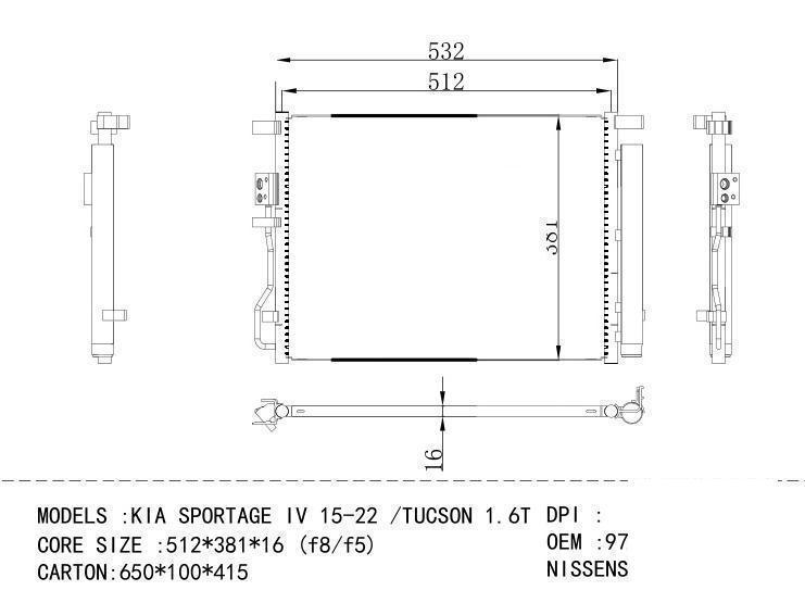 97606D7000 Condenser for KIA KIA SPORTAGE IV 15-22 /TUCS ON 1.6T