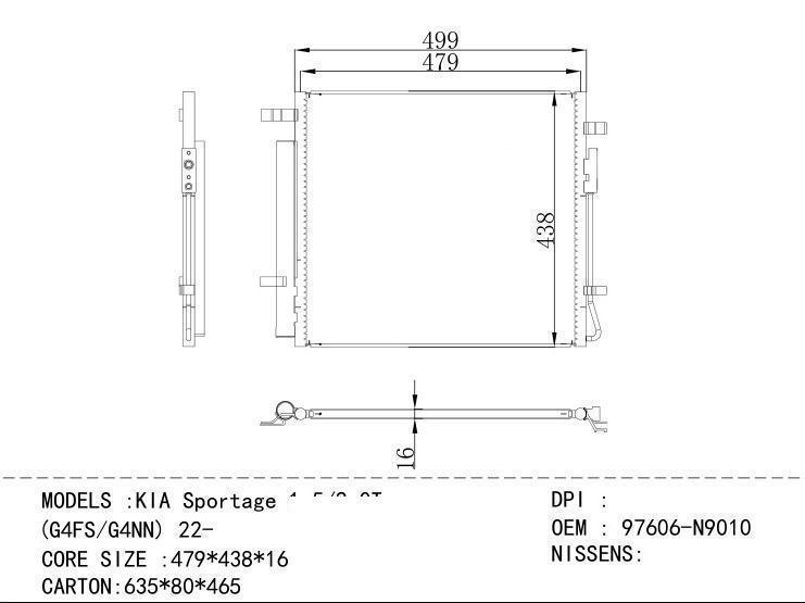 97606-N9010 Condenser for KIA KIA Sportage 1.5/2.0T (G4FS/G4NN) 22