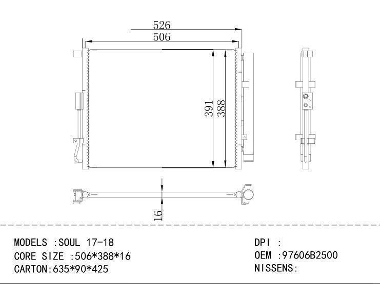 97606B2500 Condenser for KIA SOUL 17-18