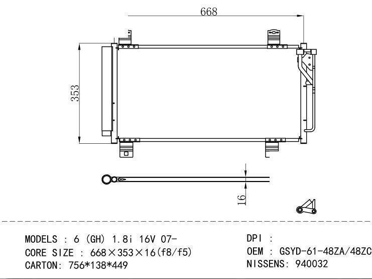 GSYD -61-48 ZA /48 ZC Condenser for MAZDA 6 (GH) 1.8i 16V 07