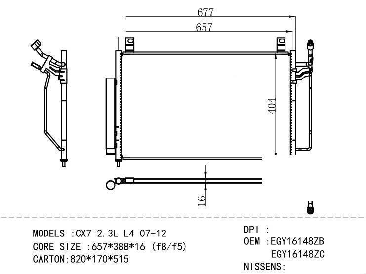 EGY16148ZB EGY 16148 ZC Condenser for MAZDA CX7 2.3L L4 07-12