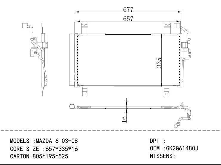 GK2G61480J Condenser for MAZDA MAZDA 6 03-08