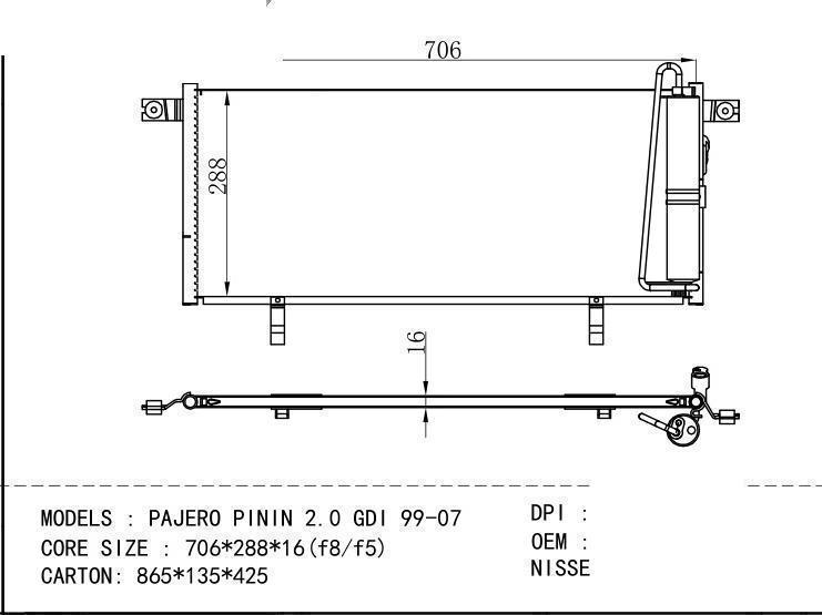 MR568628 Condenser for MITSUBISHI PAJERO PININ 2.0 GDI 99-07