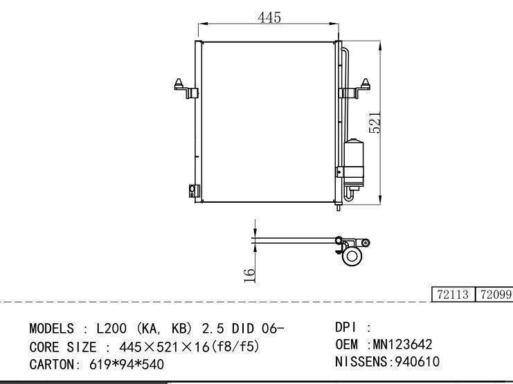 MN123642 Condenser for MITSUBISHI L200 (KA, KB) 2.5 DID 06