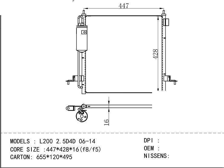  Condenser for MITSUBISHI L200 2.5D4D 06-14