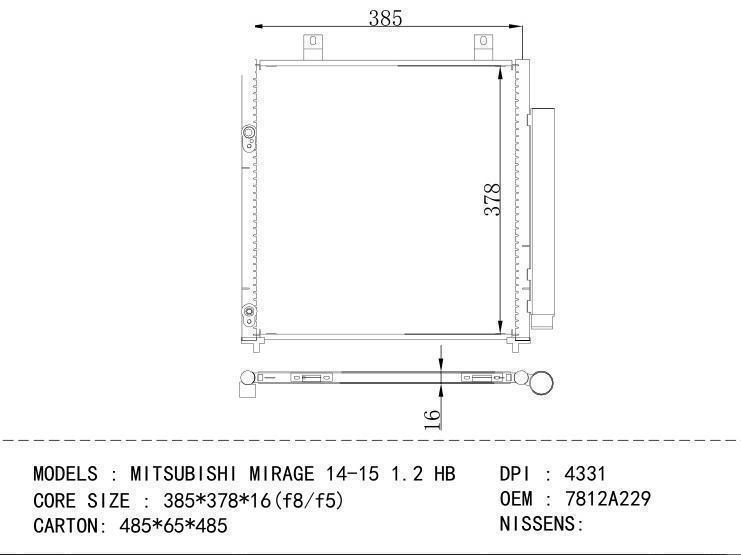 7812A229 Condenser for MITSUBISHI MITSUBISHI MIRAGE 14-15 1.2 HB