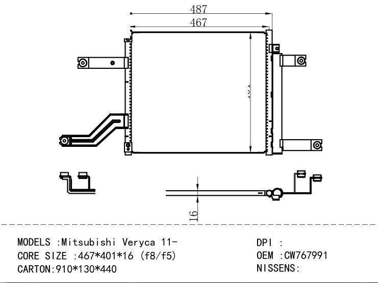 CW767991 Condenser for MITSUBISHI Mitsubish i Veryca 11