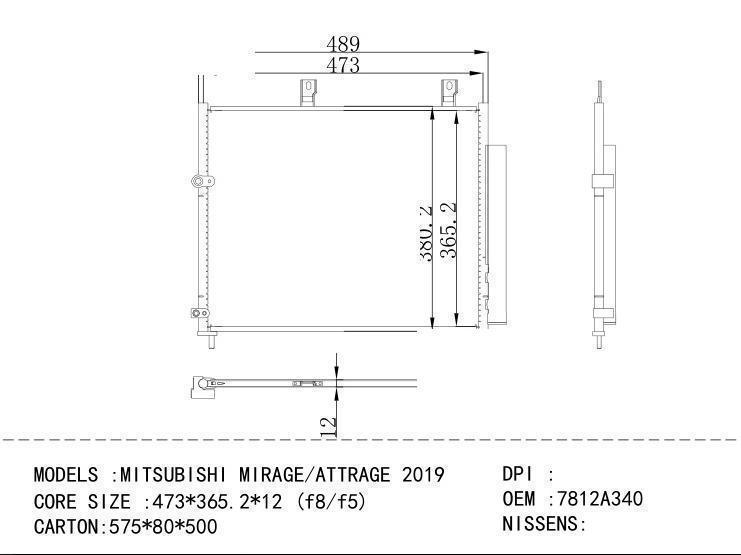 7812A340 Condenser for MITSUBISHI MITSUBISHI MIRAGE / ATTRAGE 2019
