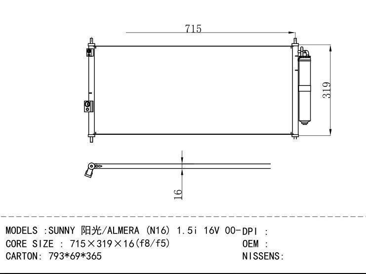  Condenser for NISSAN SUNNY / ALMERA (N16) 1.5i 16V 0 0
