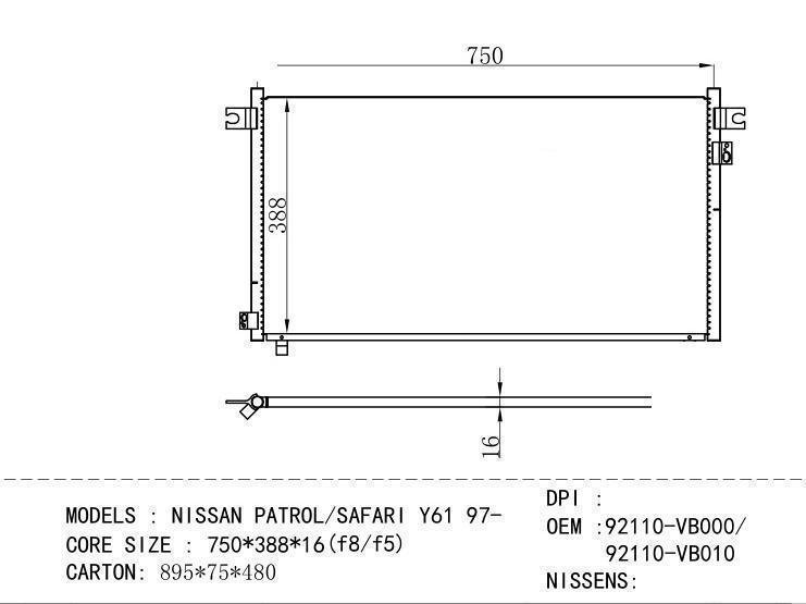 92110-VB000/ 92110- VB 010 Condenser for NISSAN NISSAN PATROL / SAFARI Y 61 97
