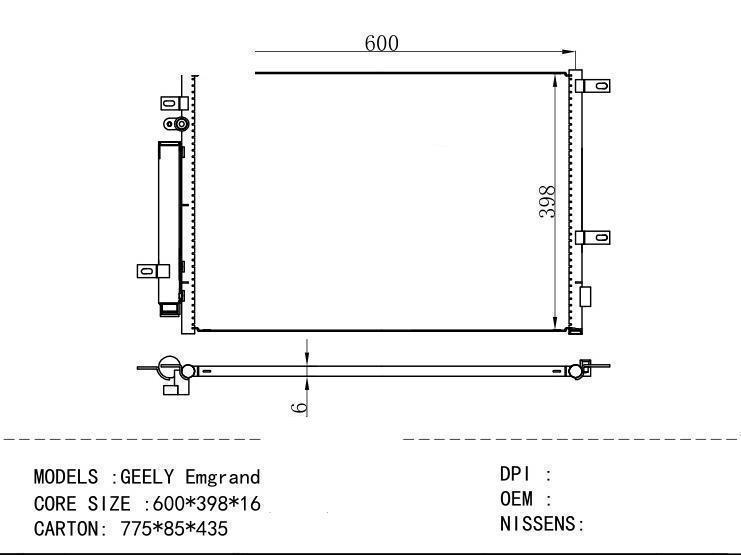  Condenser for NEW ENERGY GEELY Emgrand EV 450