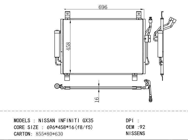 92100-3JA0E Condenser for NISSAN NISSAN INFINIT I GX35