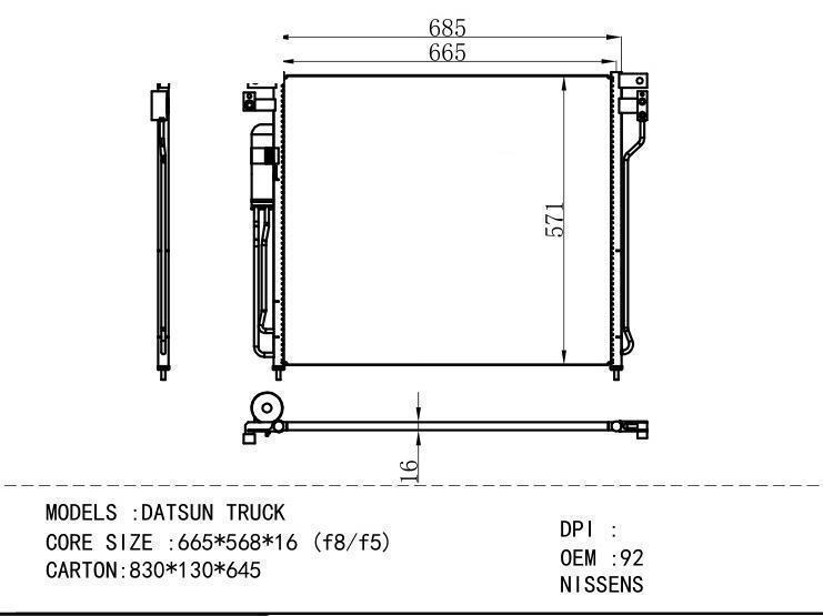 92100EB70A Condenser for NISSAN DATSUN TRUCK