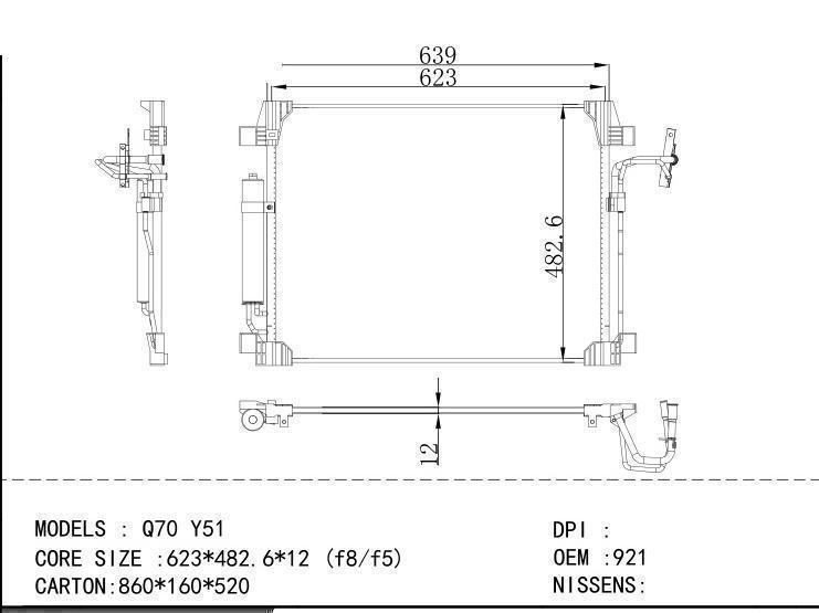92100-1MA0B Condenser for NISSAN Q70 Y51