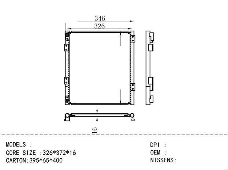  Condenser for PERKINS 326*372*16