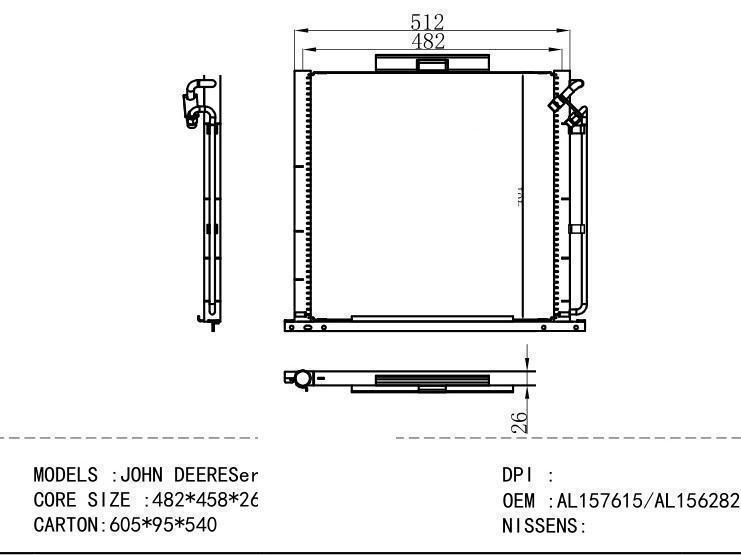 AL157615/AL156282 Condenser for PERKINS JOHN DEERESer ies 6020
