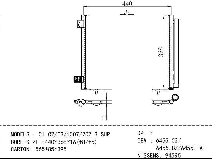 6455.C2/ 6455. CZ /6455. HA Condenser for PEUGEOT C I C2/C3/1007/207 3 SUP