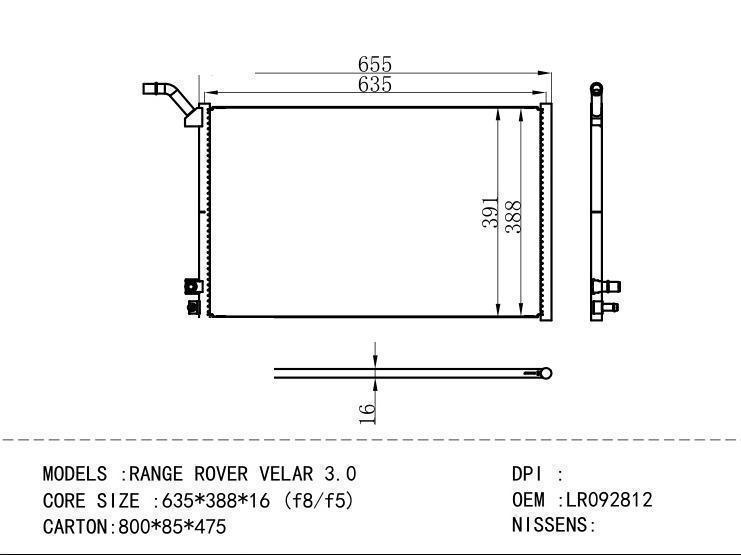 LR092812 Condenser for ROVER RANGE ROVER VELAR 3.0
