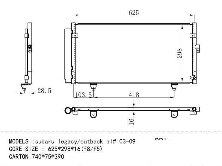  Condenser for SUBARU subaru legacy/ou tback b l# 03-09