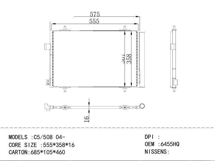 6455HQ Condenser for PEUGEOT C5/508 04