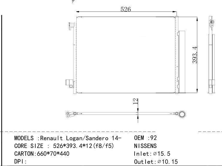 921006843R Condenser for RENAULT Renault Logan / Sandero 14