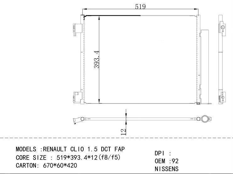 921005FAOA Condenser for RENAULT RENAULT CLIO 1.5 DCT FAP