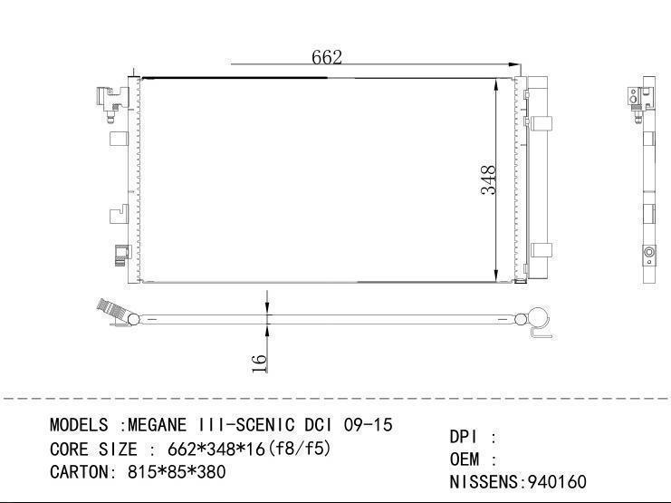  Condenser for RENAULT MEGANE III-SCEN IC DCI 09-15