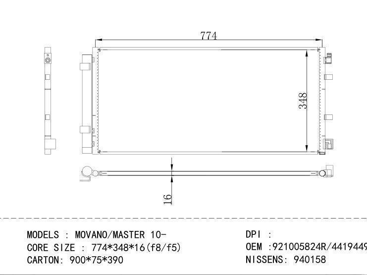 921005824R/4419449 Condenser for RENAULT MOVANO/MASTER 10