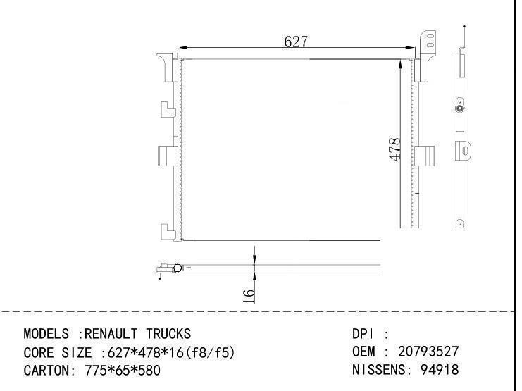 20793527 Condenser for RENAULT RENAULT TRUCKS