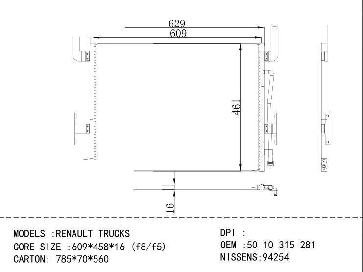 50 10 315 281 Condenser for RENAULT RENAULT TRUCKS