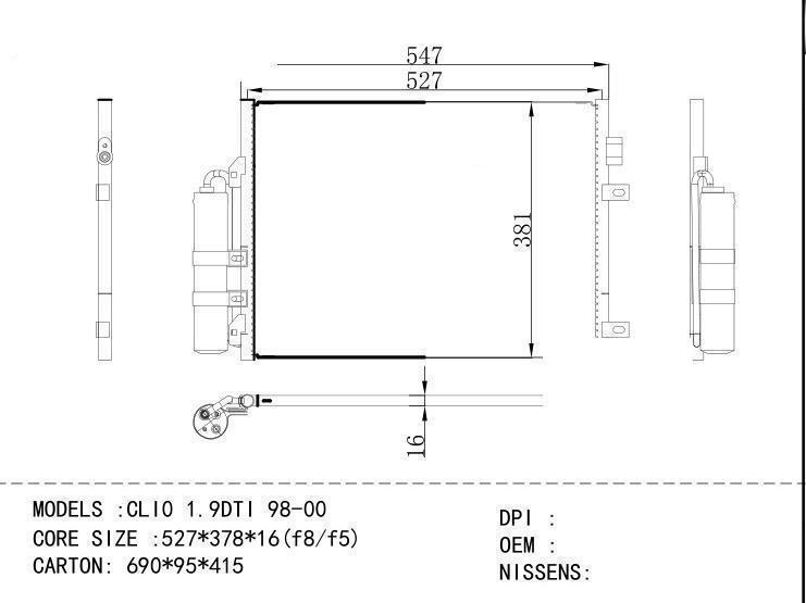  Condenser for RENAULT CLI0 1.9DTI 98-00