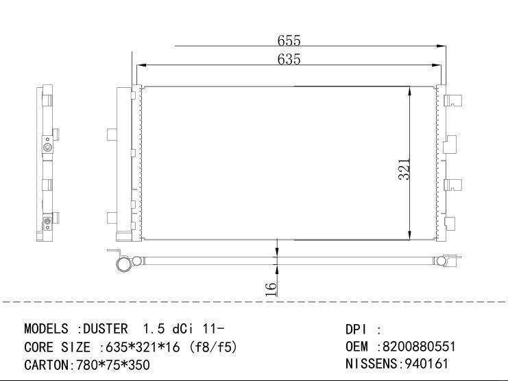 8200880551 Condenser for RENAULT DUSTER 1.5 dCi 11