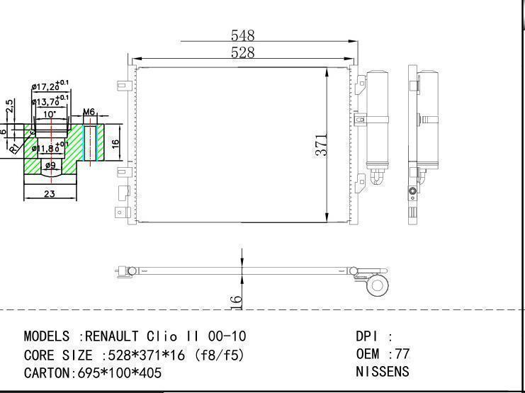 7700428083 Condenser for RENAULT RENAULT Cl io II 00-10